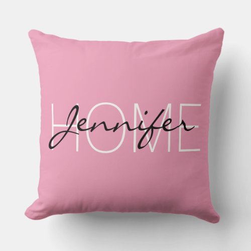 Amaranth pink color home monogram throw pillow