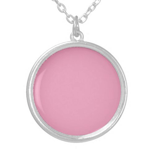  Amaranth Pink solid color  Silver Plated Necklace