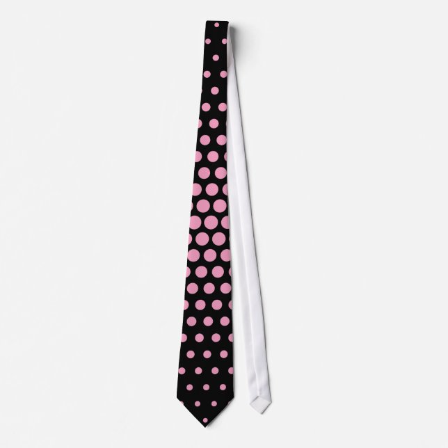 Amaranth pink Techno Dots Modern Black Tie (Front)