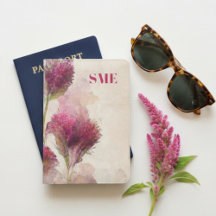 Amaranthus Floral Watercolor Passport Holder