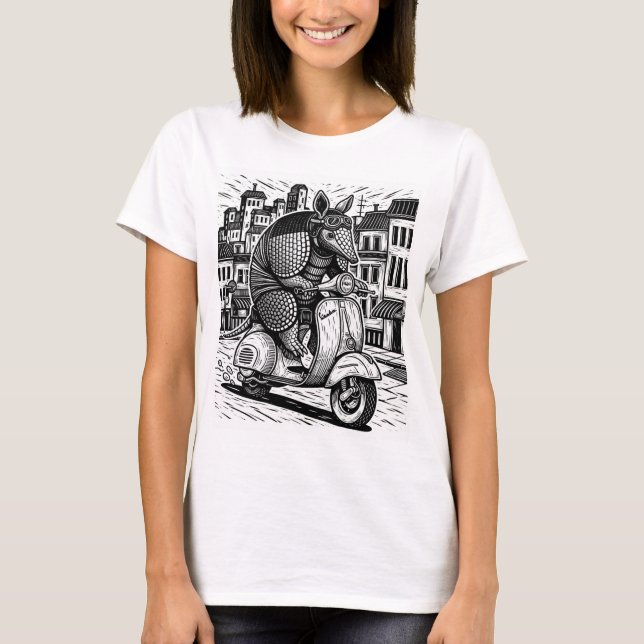 Amardillo riding a Vespa T-shirt (Front)