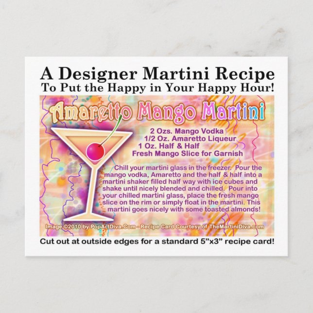 Amaretto Mango Martini Recipe Postcard (Front)