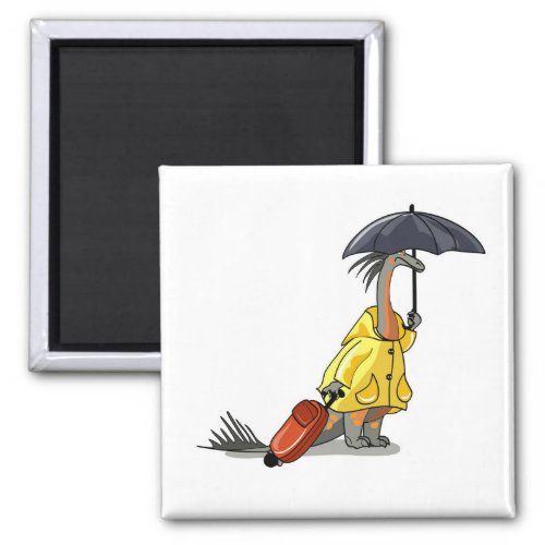 Amargasaurus Holding Umbrella And Suitcase Magnet