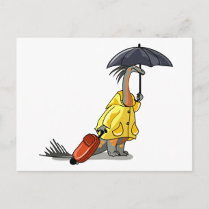 Amargasaurus Holding Umbrella And Suitcase. Postcard