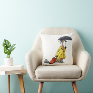 Amargasaurus Holding Umbrella And Suitcase. Throw Pillow