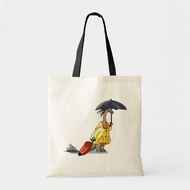 Amargasaurus Holding Umbrella And Suitcase. Tote Bag (Front)