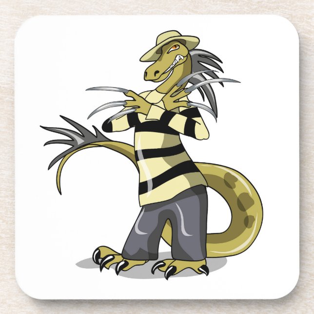Amargasaurus Posing As Freddy Krueger. Beverage Coaster (Front)