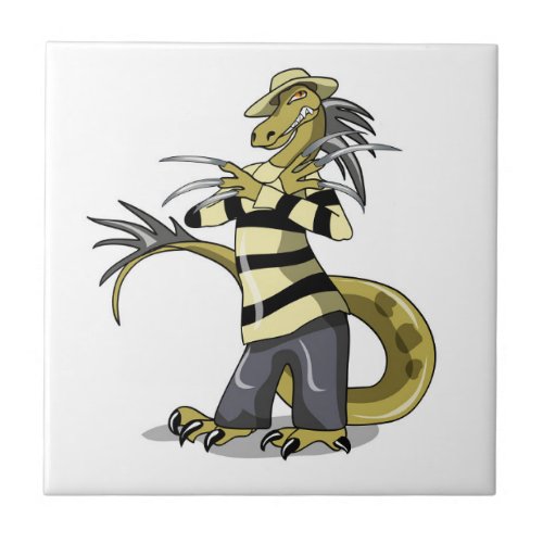 Amargasaurus Posing As Freddy Krueger Ceramic Tile