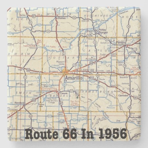 Amarillo Route 66 Map In 1956 Stone Coaster