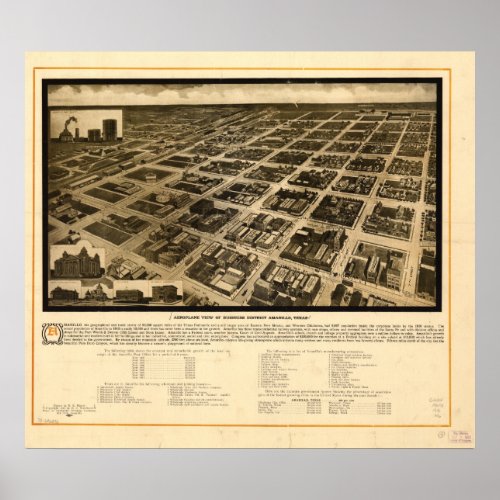 Amarillo Texas 1912 Antique Panoramic Map Poster