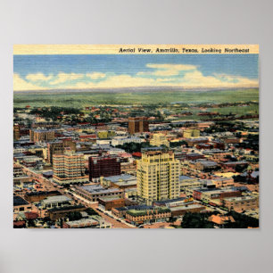 Amarillo, Texas, Aerial View, 1950 Vintage Poster