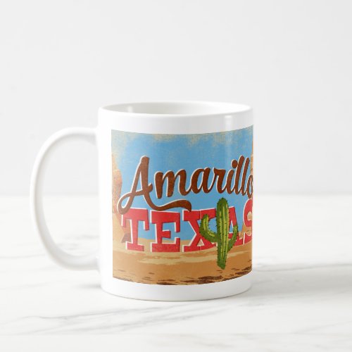 Amarillo Texas Cartoon Desert Vintage Travel Coffee Mug