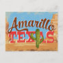 Amarillo Texas Cartoon Desert Vintage Travel Postcard
