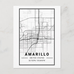 Amarillo Texas City Map Minimalist Art  Postcard