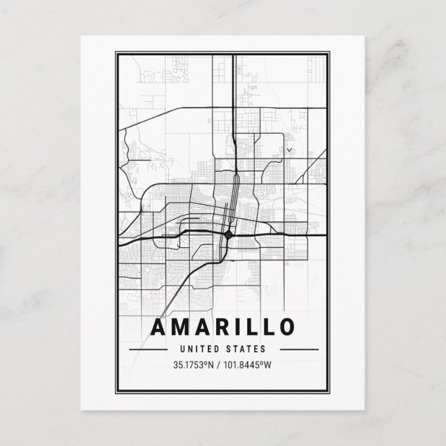 Amarillo Texas City Map Minimalist Art  Postcard (Front)
