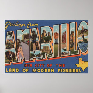 Amarillo, Texas - Large Letter Scenes Poster