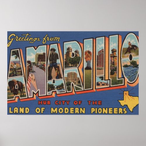 Amarillo Texas _ Large Letter Scenes Poster