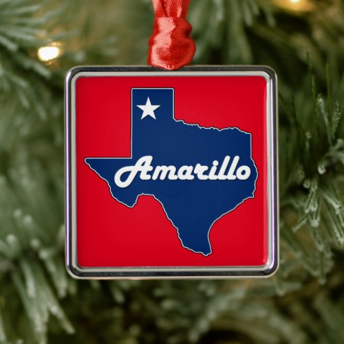 Amarillo Texas Lone Star State Map Texan Christmas Metal Ornament