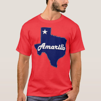 Amarillo Texas Navy Blue Lone State Map T-Shirt