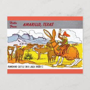 Amarillo, Texas Travel Greetings Cartoon Postcard