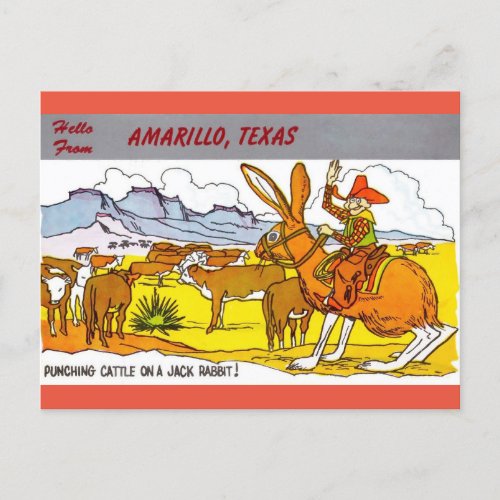 Amarillo Texas Travel Greetings Cartoon Postcard 