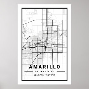 Amarillo Texas USA City Travel City Map Poster