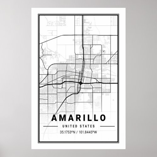 Amarillo Texas USA City Travel City Map Poster