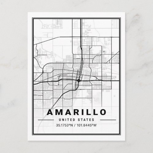 Amarillo Texas USA Travel City Map Poster Postcard