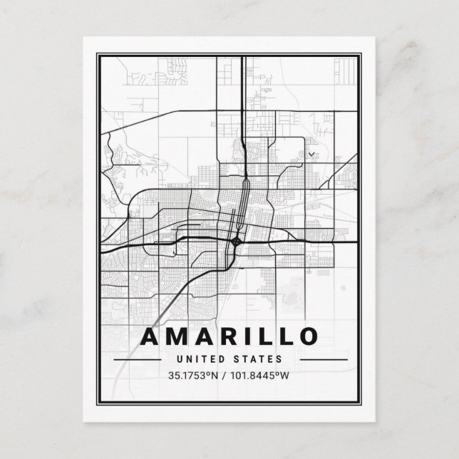 Amarillo Texas USA Travel City Map Poster Postcard (Front)