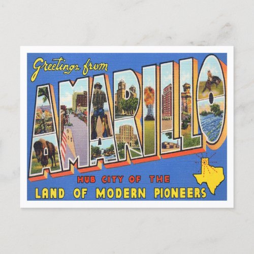 Amarillo Texas Vintage Big Letters Postcard