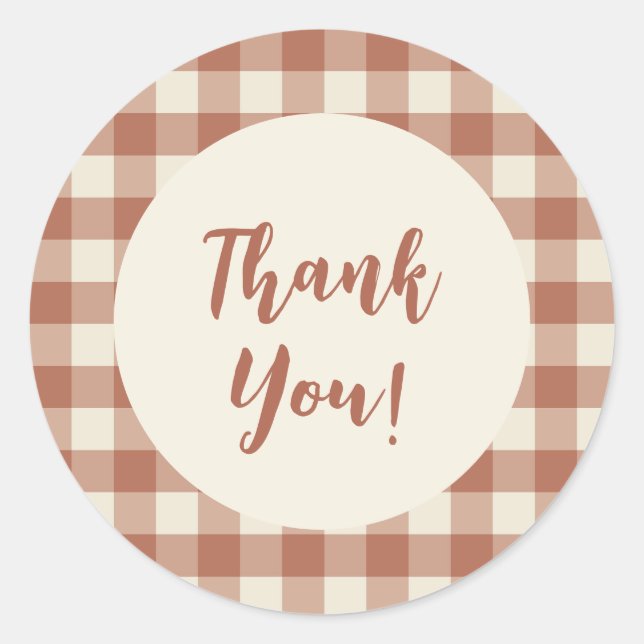 Amaro on Panna Cotta Gingham - plaid pattern. Classic Round Sticker (Front)