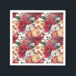 Amaryllis and Chrysanthemums Floral Pattern Napkins<br><div class="desc">These botanical paper napkins add a floral accent to your event table setting. It features a floral pattern of amaryllis,  ranunculus,  anemones and chrysanthemums. These moody floral paper napkins are perfect for any occasion. Matching items are available.</div>