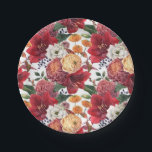 Amaryllis and Chrysanthemums Floral Pattern Paper Plates<br><div class="desc">These botanical paper plates add a floral accent to your event table setting. It features a floral pattern of amaryllis,  ranunculus,  anemones and chrysanthemums. These moody floral paper plates are perfect for any occasion. Matching items are available.</div>