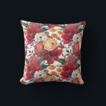 Amaryllis and Chrysanthemums Floral Pattern Throw Pillow<br><div class="desc">This botanical pillow adds a floral accent to any room. It features a floral pattern of amaryllis,  ranunculus,  anemones and chrysanthemums. This moody floral pillow is perfect for all seasons and occasions. Matching items are available.</div>