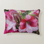 Amaryllis and Poinsettia Red Holiday Flowers Accent Pillow