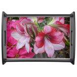 Amaryllis and Poinsettia Red Holiday Flowers Serving Tray