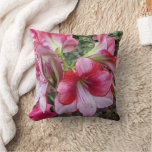 Amaryllis and Poinsettia Red Holiday Flowers Throw Pillow