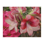Amaryllis and Poinsettia Red Holiday Flowers Wood Wall Decor