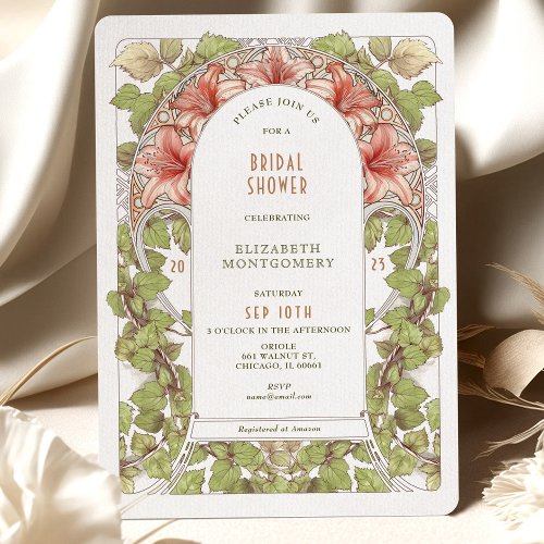 Amaryllis Art Nouveau Shower for the Bride_to_Be Invitation