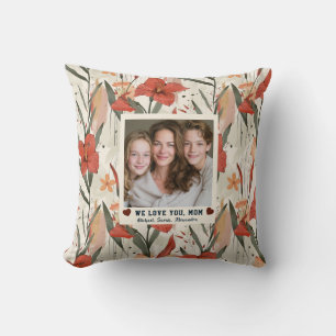 Amaryllis Best Cat Mom Office Decor Botanical Throw Pillow