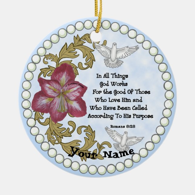 Amaryllis Christian All Things Ceramic Ornament (Front)