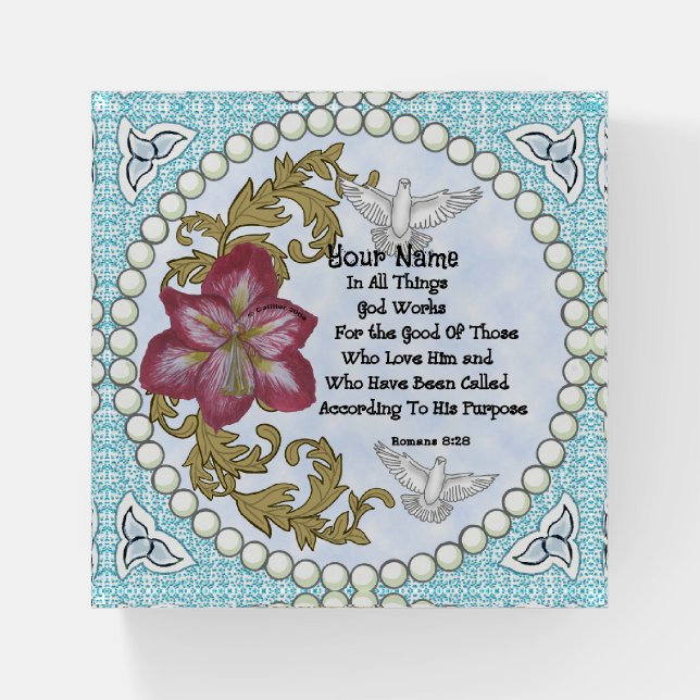 Amaryllis Christian All Things  Paperweight (Front)
