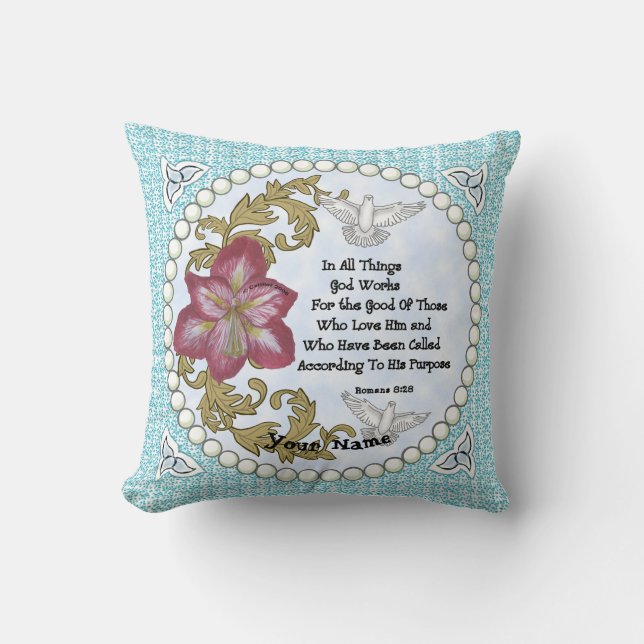 Amaryllis Christian All Things   Throw Pillow (Front)