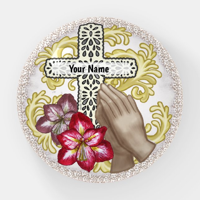 Amaryllis Christian Cross Paperweight (Front)