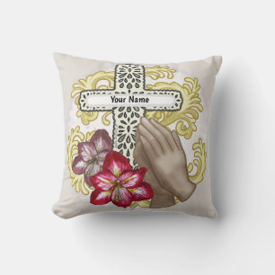 Amaryllis Christian Cross Throw Pillow