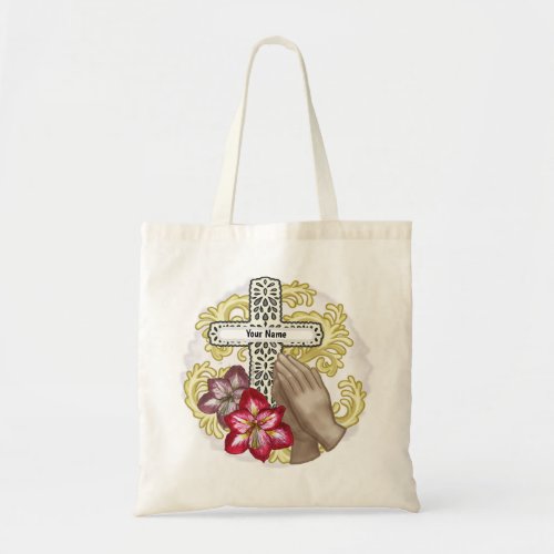 Amaryllis Christian Cross Tote Bag