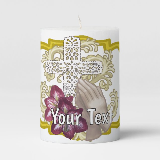 Amaryllis  Cross Christian Candle (Front)