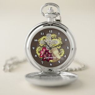 Amaryllis Cross Christian  Pocket Watch