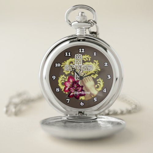 Amaryllis Cross Christian  Pocket Watch