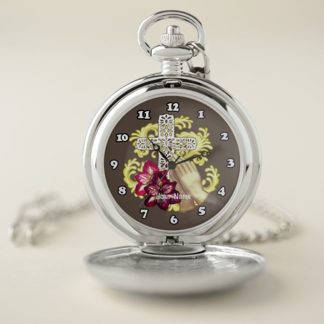 Amaryllis Cross Christian  Pocket Watch (Inside)